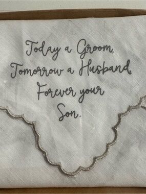NWT Mud Pie Groom Wedding Handkerchief | “Today a Groom, Tomorrow a Husband” Gif